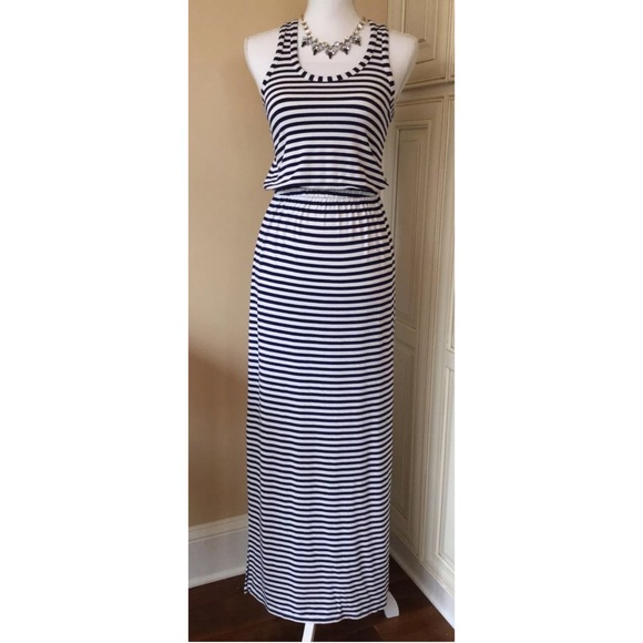 J. Crew Dresses & Skirts - J. Crew White and Navy Striped Maxi Dress